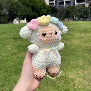 Crochet Lamb Plushie: Handmade Amigurumi Decor image 4