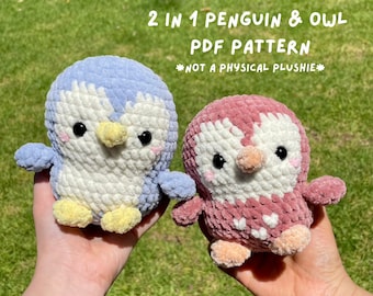 Patrón de amigurumi de pingüino y búho a crochet (PDF)