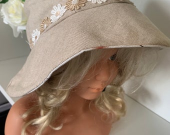 Sun hat linen cotton reversible