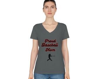 Women's personalized baseball mom Evoker V-Neck T-Shirt