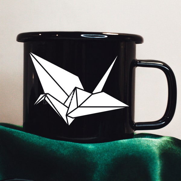 Paper Crane Mug | Dramione | Manacled Fanfiction | 12 oz. Campfire Mug | Black Mug | Potter Mug | HP Mug