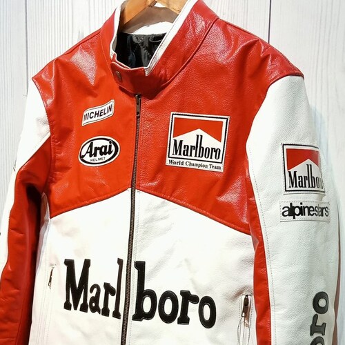 Marlboro Racing Jacket Black Cowhide Leather Formula Man F1 - Etsy