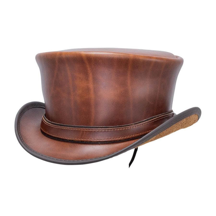 Tan Brown Leather Top Hat for Men & Women Hampton Leather Etsy