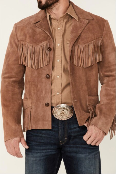 Men's Fringe Jacket Suede Leather Jacket Men Western - Etsy Canada