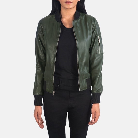 Green Bomber Jacket Women Women's 