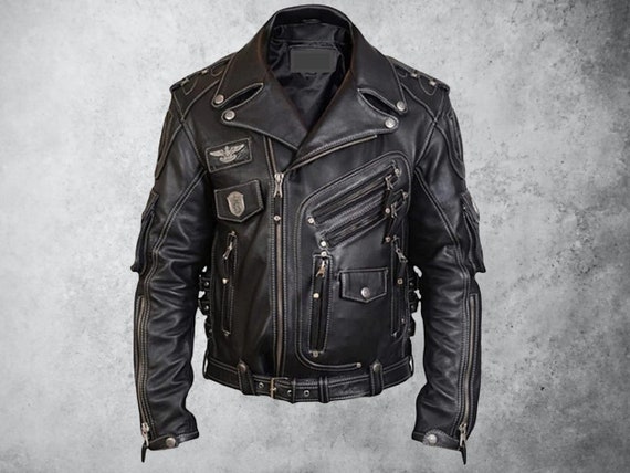 Heavy leather deals biker jacket