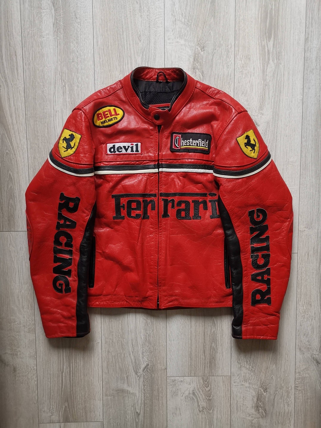 Ferrari F1 Racing Jacket Men Red Cowhide Leather Formula Man Etsy