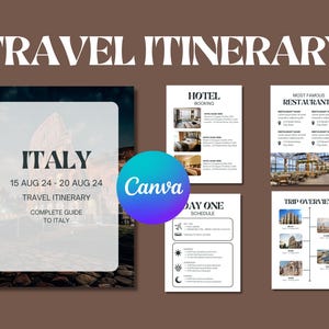 Editable Travel Itinerary Template | Travel Agent Planner | Trip Itinerary | Holiday Honeymoon Vacation Planner | Printable Travel Guide