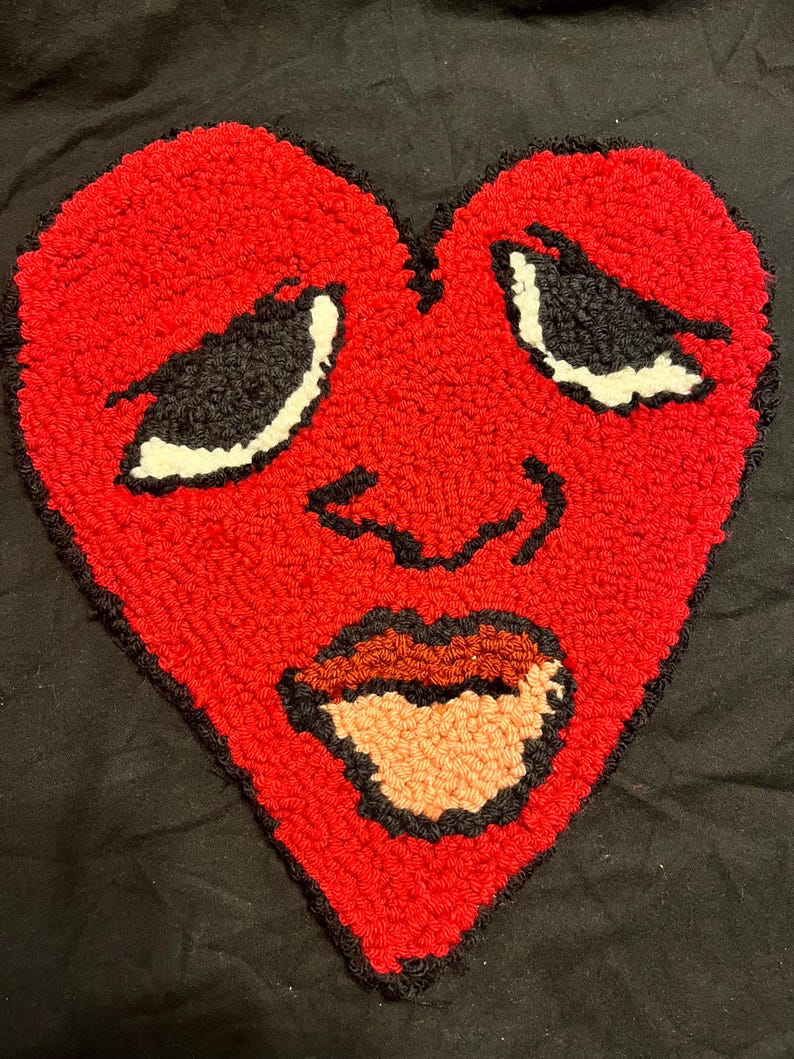 Red Heart Rug With Face - Etsy