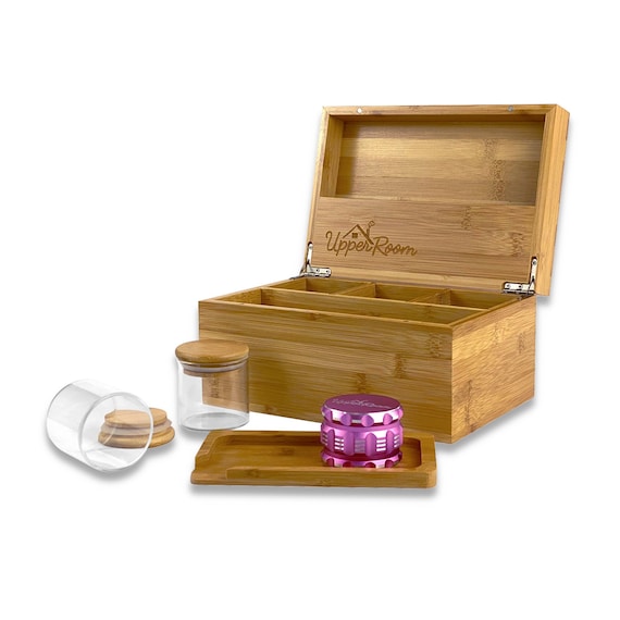 MYSTE ZODIAC Stash Box mit Zubehör, groß Grinder 63mm, geruchsdichtes Set, Stashbox Combo Kit verschließbar, mit Mühle, Rolling Tray Set