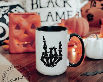 Fall Coffee Mugs | Mugs for Halloween | Skeleton Coffee Cup | Spooky Season Mug | Nightmare Before Coffee | Halloween Cup | Sublimation