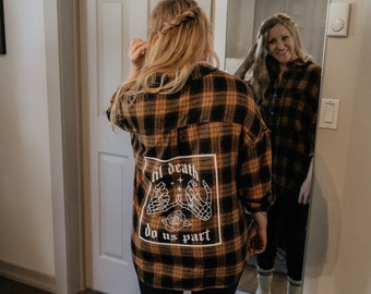 Til Death Do Us Part Shirt, Oversized Flannel, Engagement Gift, Bride Gift, Anniversary Gift, Wedding Day Flannel, Bridal Flannel