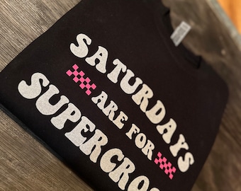 Supercross Sweatshirt Customized, Personalized Motocross Sweater, Race Day Shirt, Racing Vibes Sweatshirt, Retro Checkered Race Sweatshirt