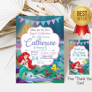 Little Mermaid Invitation, Little Mermaid Birthday Party, Princess Ariel, Disney, Under the Sea, Personalized, Printable, Digital File