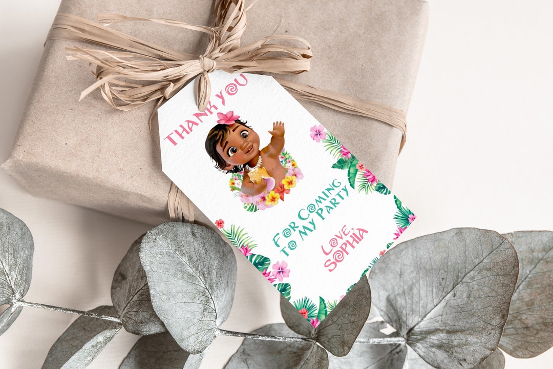 Printable Baby Moana Thank You Tags, Moana Favor Tags, Moana Thank You ...
