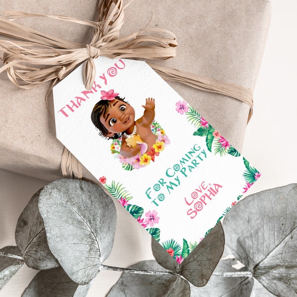 Printable Baby Moana Thank You Tags, Moana Favor Tags, Moana Thank You Tags, Printable Moana Tags, Moana Label, Instant Download