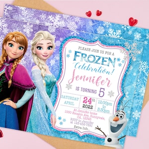 Frozen Birthday Invitation Template | ELSA ANNA INVITATION | Free Thank you tag | Frozen Invitation Printable | Instant Download