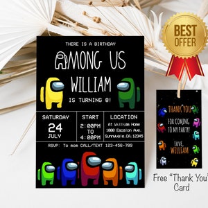 Onder ons uitnodigingssjabloon, onder ons Evite, onder ons verjaardag, gamer uitnodiging, onder ons thema, bewerkbare afdrukbare Instant Download
