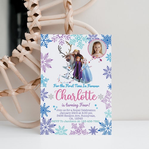 Frozen Birthday Invitation Elsa and Anna Party Template Etsy