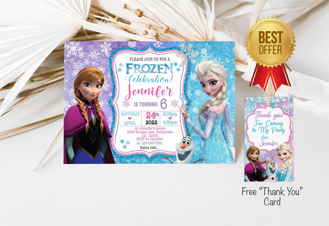 Frozen Birthday Invitation Template ELSA ANNA INVITATION Free Thank You
