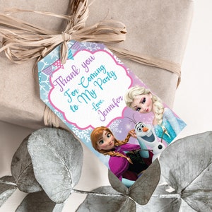 Frozen Thank You Tag Frozen Birthday Party Frozen Thank You Gifts ...