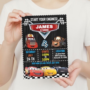 Lighting McQueen verjaardagsuitnodiging, Cars verjaardagsuitnodiging, gratis bedankkaartje, Cars uitnodiging afdrukbare bewerkbare Instant Download