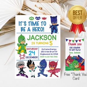 Editable Birthday Invitation, CAT BOY Birthday Party Invitation, Instant Download Template, Superhero Invitation printable Editable Corjl