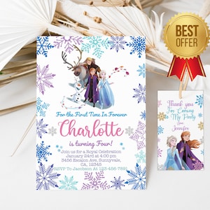 Frozen Birthday Invitation Template | ELSA ANNA INVITATION | Free Thank you tag | Frozen Invitation Printable | Instant Download