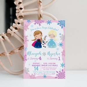 de Faire-part d'anniversaire de deux noms | Invitation de jumeaux modifiable | Invitation imprimable | Téléchargement instantané