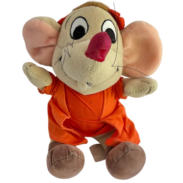Vintage Disney Cinderella Jaq Mouse Plush Small 7” Rare