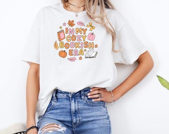 Cozy Bookish Era T-Shirt | White Cotton Graphic Tee (DTF Transfer)