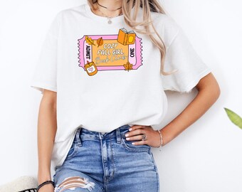 Cozy Fall Girl Book Club White T-Shirt with Premium DTF Transfer | Custom Graphic Tee | Unisex Comfort Fit