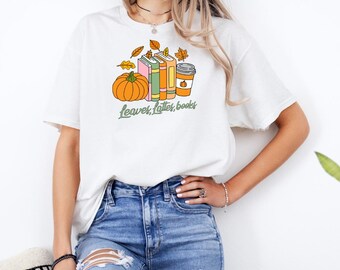 Leaves, Lattes, and Books White T-Shirt with Premium DTF Transfer | Custom Graphic Tee | Unisex Comfort Fit