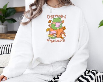Cozy Reads And Crisp Leaves Sweatshirt with Premium DTF Transfer | Cozy Unisex Graphic Pullover