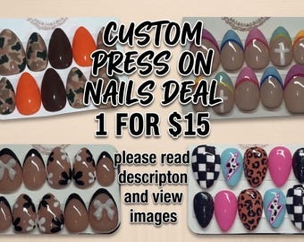 1 set of custom press on nails! Choose your own design!