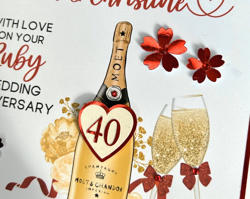 White Cotton Cards To My Husband, Handmade Large 40th - View #10