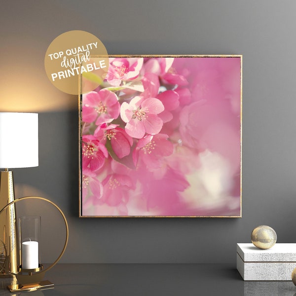 Pink Blossoms Printable Wall Art | Flower Photography | Bedroom Wall Art | Bathroom Wall Art | Shabby Chic | Pink Blossoms Digital JPG