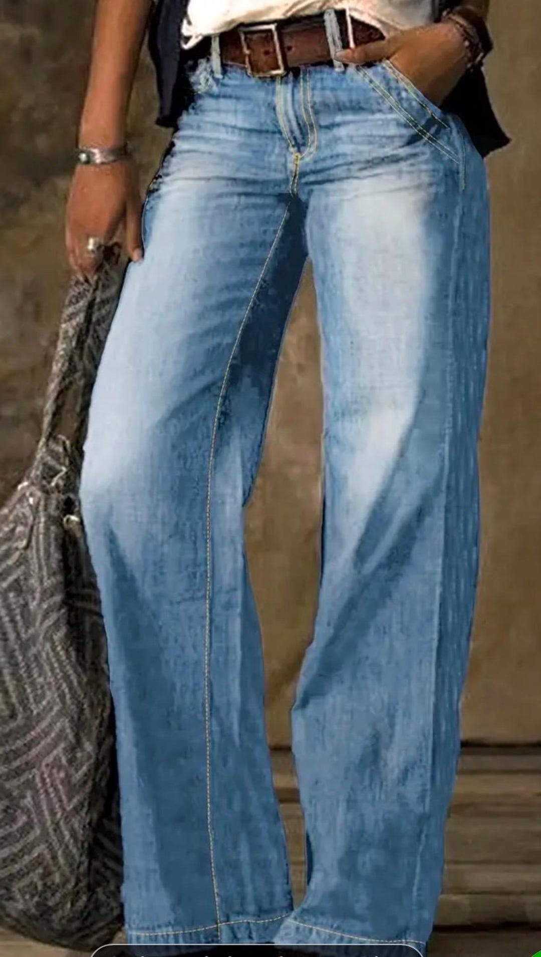 Pre-Styled Straight-Leg Slit-Hem Jeans In Cotton