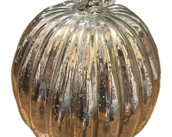 Silver Mercury Glass Decorative Pumpkin.