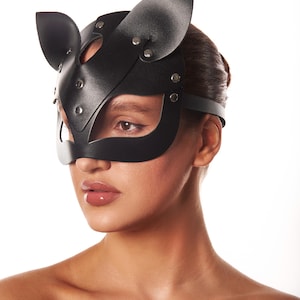 Handmade Leather Cat Mask, Unisex Costume Mask