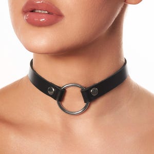 Leather Choker, Choker collar with O-ring, collar with o-ring, choker collar from St. Vendetta