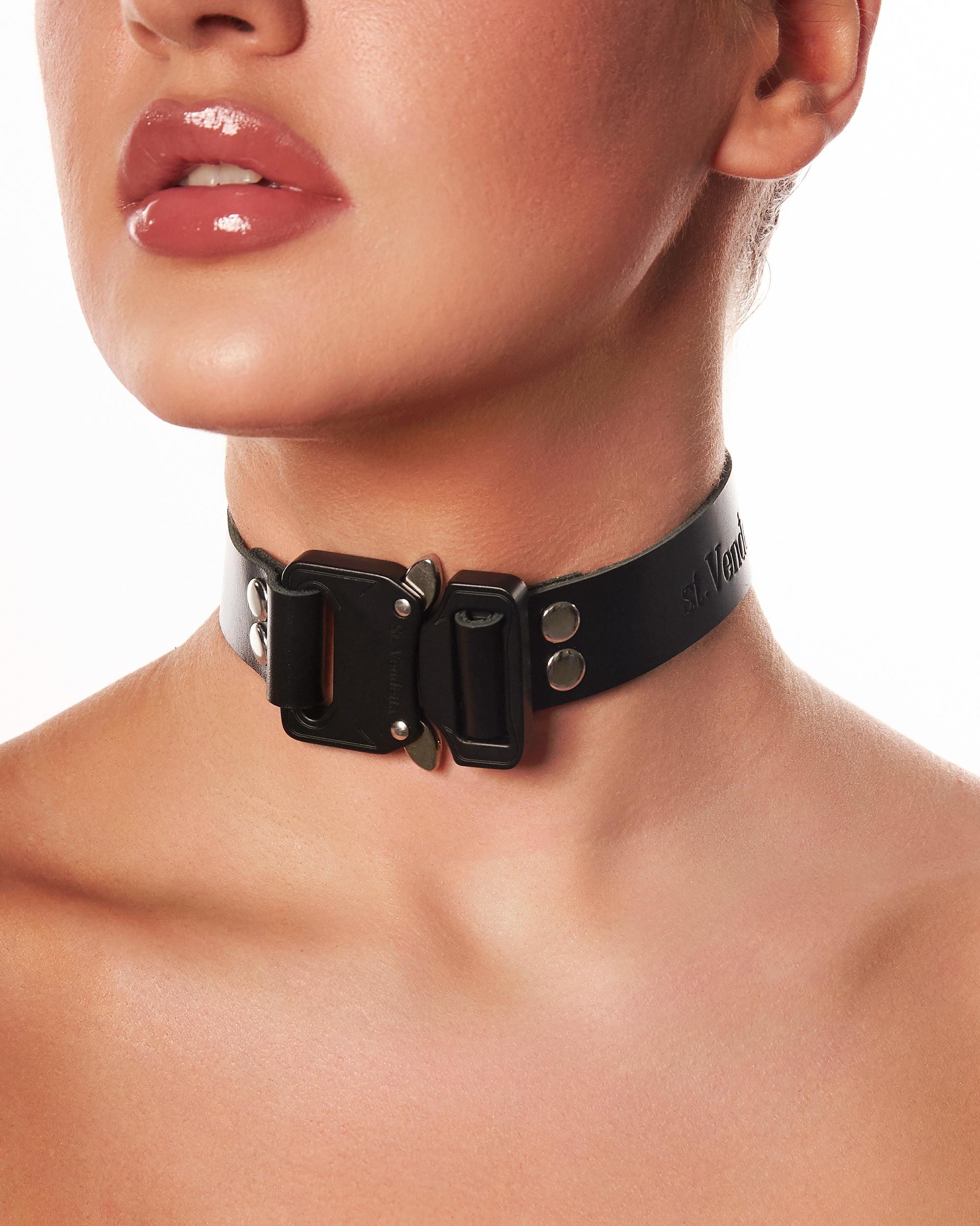 Handmade Wide Leather Choker, Snap Buckle Collar - Etsy