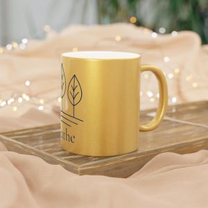 Silber / Gold mit &#39;Breathe&#39; Design, Motivationskaffeetasse, Entspannungsgeschenk