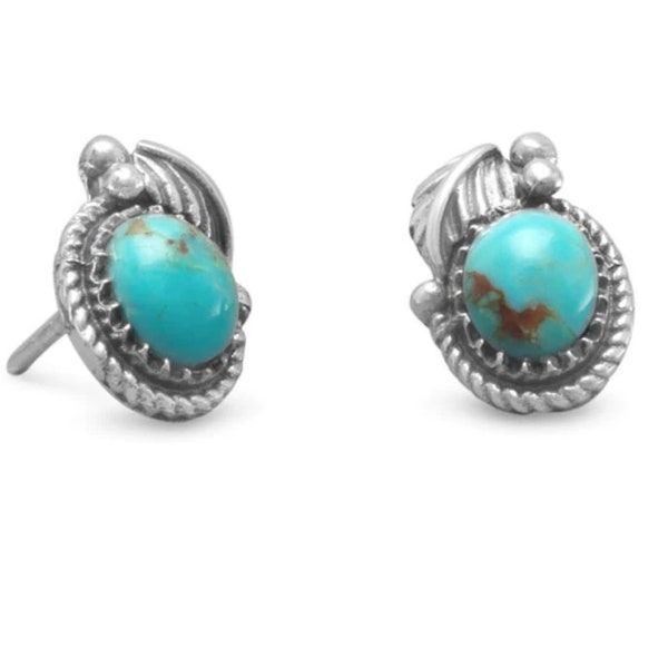 Turquoise Stud Earrings, Navajo Jewelry Earrings, Native American Jewelry, Dainty Everyday, Small Blue Stud Earrings, December Birthstones