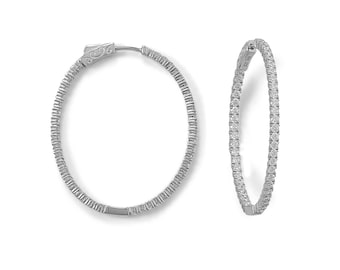 Sterling Silver Cubic Zirconia Diamond Hoop Earrings, Everyday Casual Simulated Diamond Hoop Earrings, Bridal Wedding Earrings for Bride