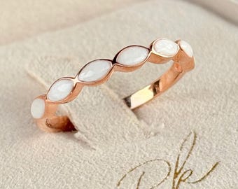Breastmilk or Cremation Marquise Braid Stacking Birthstone Keepsake Ring