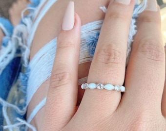 Breastmilk or Cremation Stacking Birthstone Keepsake Ring: White Gold Plating.