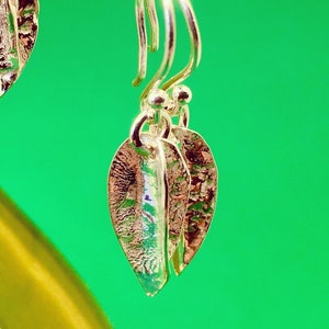 Leaf Earrings handmade from sterling silver with a natural organic  shape and texture.