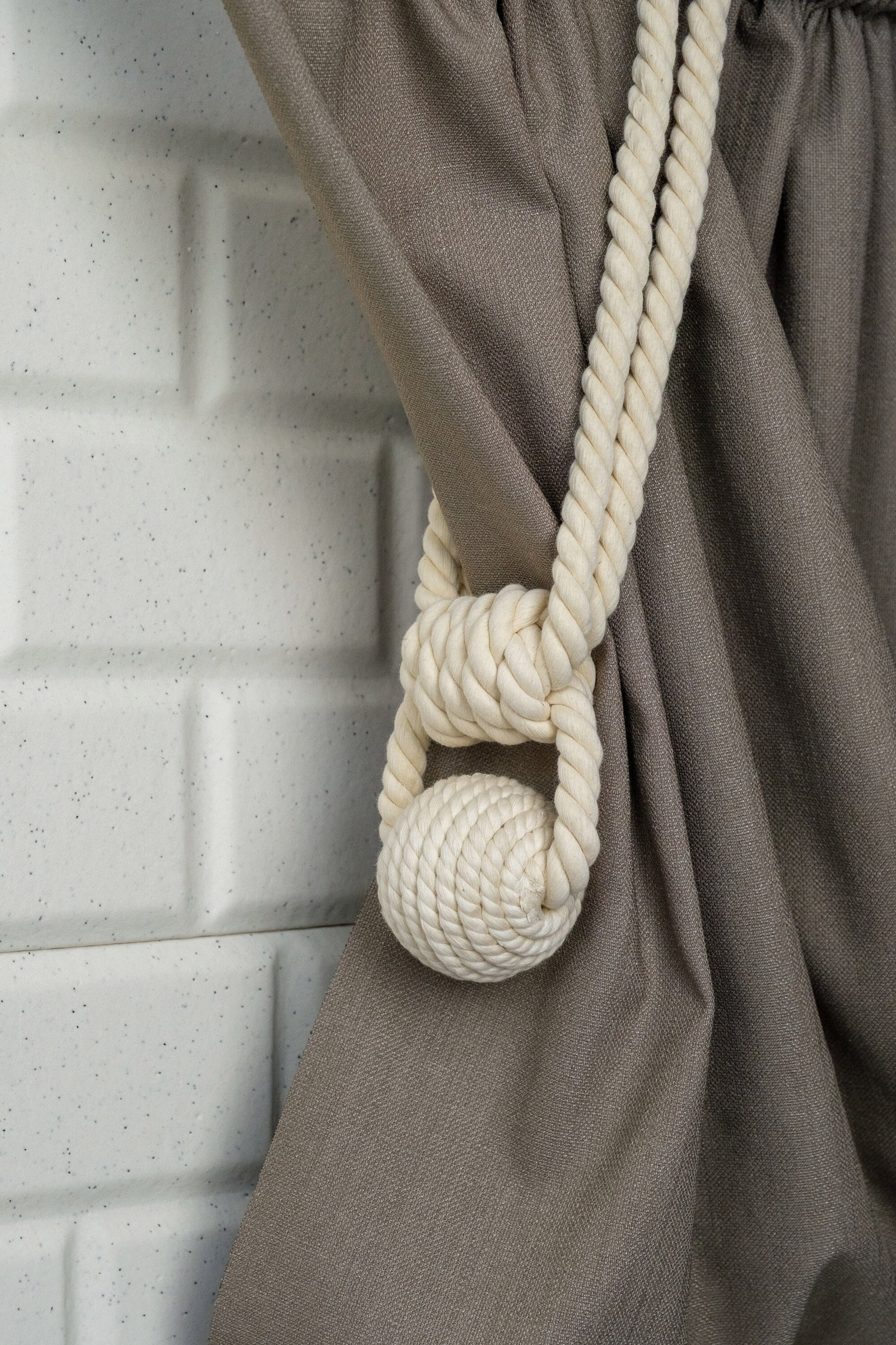 White Twisted Rope Tie Backs Modern Knightsbridge Tie Back Tie Rope Sold as Pair 