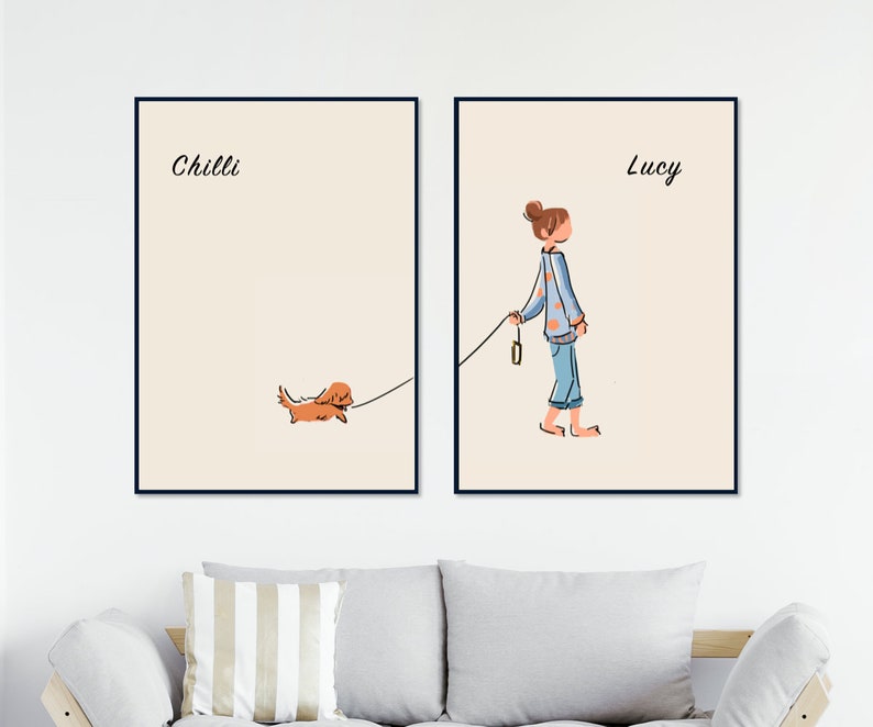 Personalised Digital Print Owner and Dog Custom Wall Art - Etsy